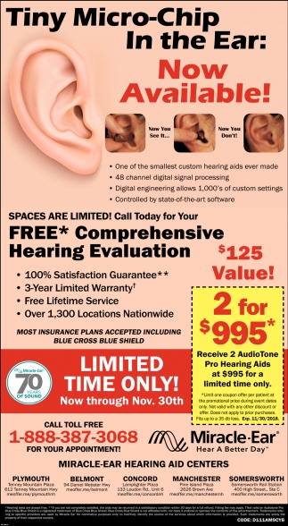 Tiny Micro-Chip In The Ear Now Available!, Miracle-Ear, Concord, NH