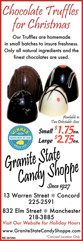 Chocolate Truffles For Christmas Granite State Candy Shoppe Concord Nh