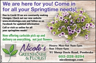 Now Offering Curbside Pick Up And Delivery On Everything Nicole S Greenhouse Florist Concord Nh