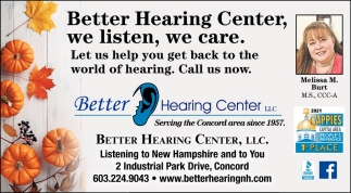 Better Hearing Center, We Listen, We Care