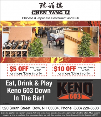Eat, Drink & Play Keno 603 Down In The Bar!