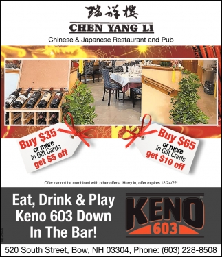 Eat, Drink & Play Keno 603 Down In The Bar!
