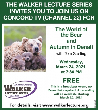The Walker Lecture Series Invites You To Join Us On Concord TV