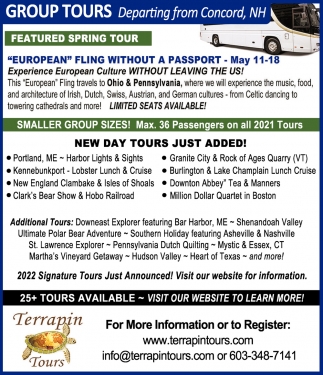 Group Tours Departing From Concord, NH