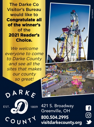 The Darke County Visitors Bureau Would Like To Congratulate All Of The Winner's Of The 2021 Reader's Choice