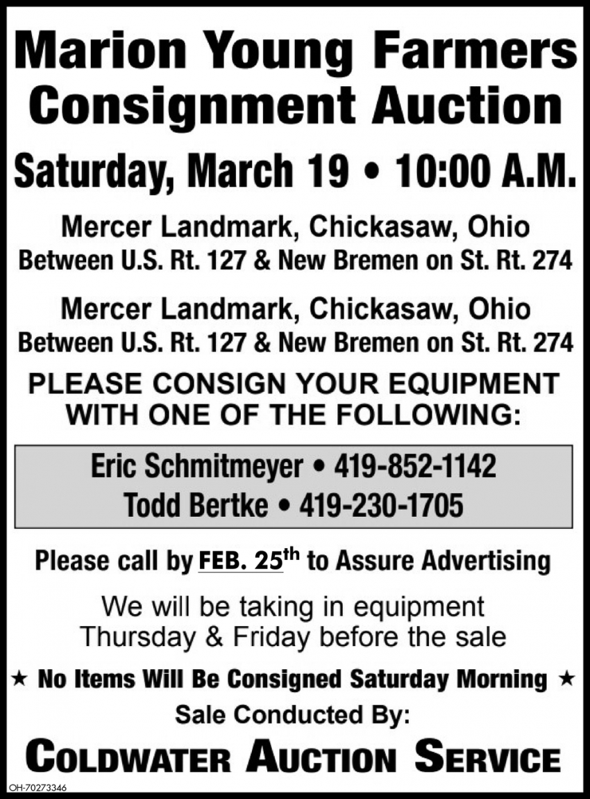 Marion Young Farmers Consignment Auction
