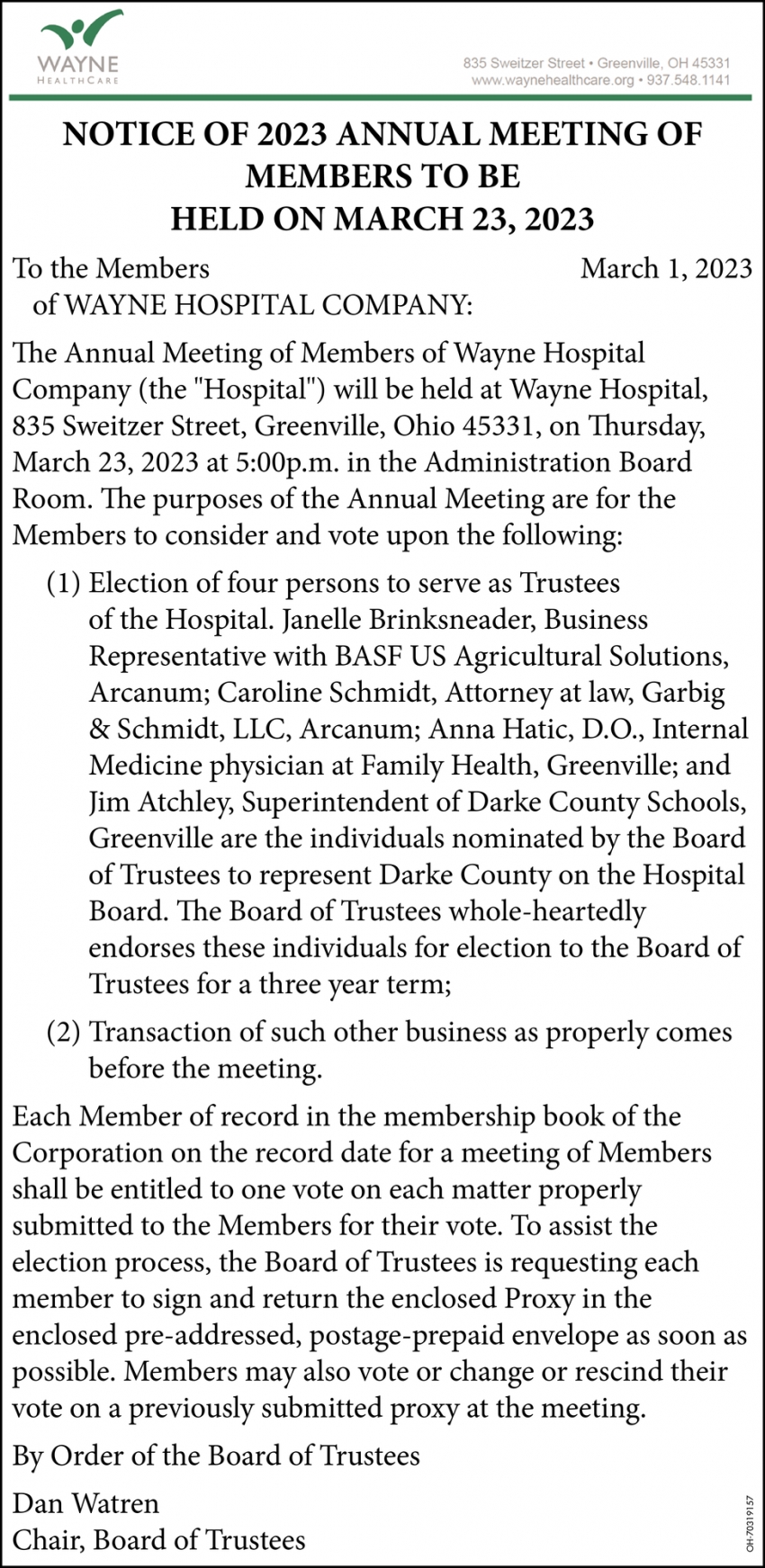 Notice Of 2023 Annual Meeting