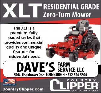 XLT Residential Grade Zero-Turn Mower, Dave's Farm Service LLC, Edinburgh, IN