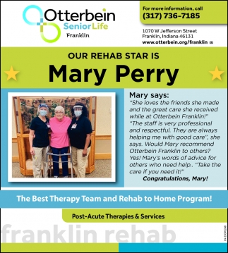 Our Rehab Star Is Mary Perry