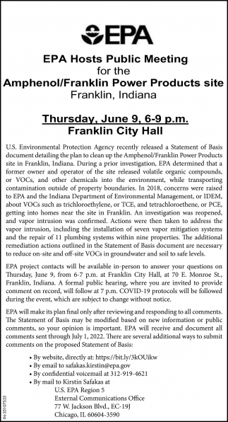 EPA Hosts Public Meeting