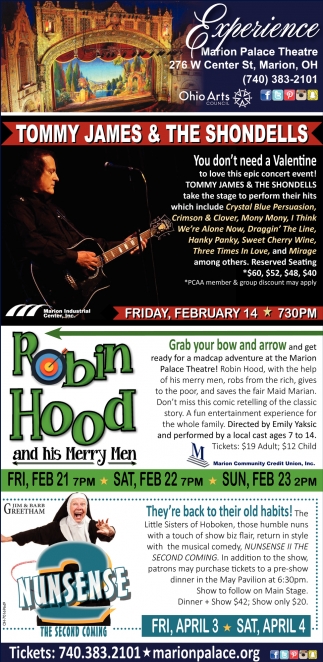 Tommy James & The Shondells / Robin Hood and his Merry Men, Marion Palace Theatre, Marion, OH