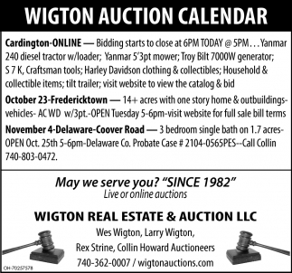 Wigton Auction Calendar