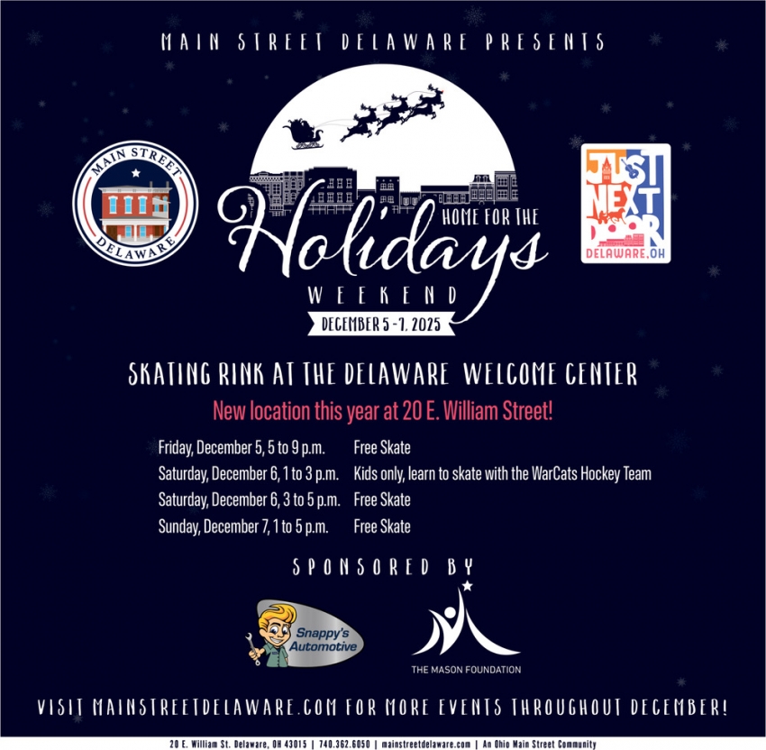 Main Street Delaware Home for The Holidays Weekend (December 5-7, 2025)