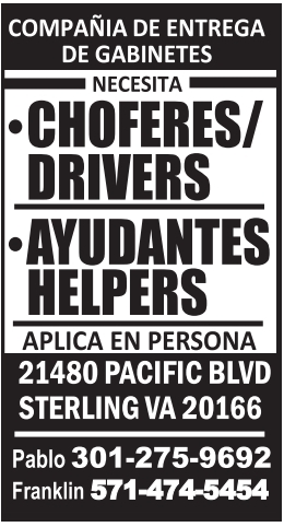 Choferes/Drivers, Ayudantes Helpers