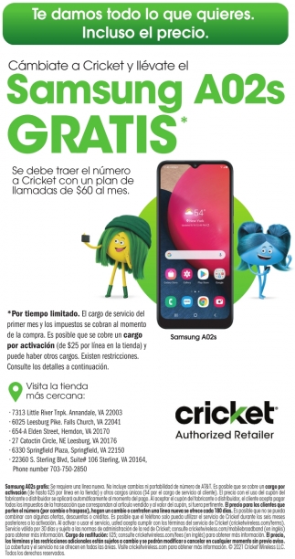 Cámbiate a Cricket y Llévate el Samsung A02s Gratis