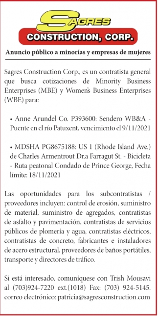 Anuncio Público A Minorías Y Empresas De Mujeres