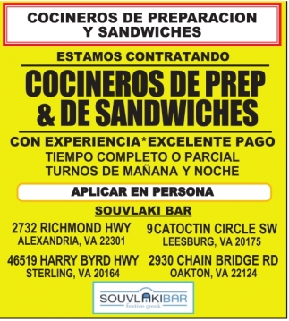 Cocineros De Praparacion Y Sandwiches 