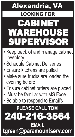 Cabinet Warehouse Supervisor