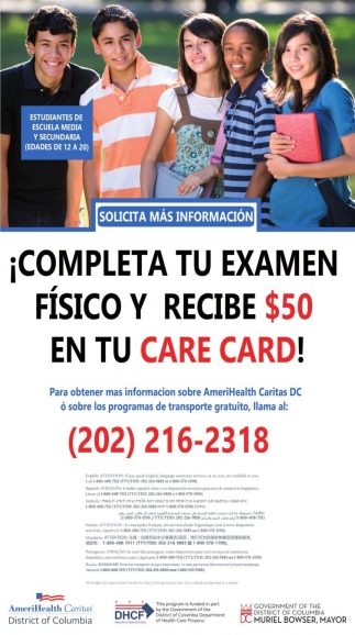 Completa Tu Examen Fisico Y Recibe $50 En Tu Care Card