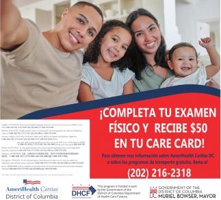 Completa Tu Examen Físico y Recibe $50 En Tu Care Card!