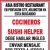Cocineros / Sushi Helper