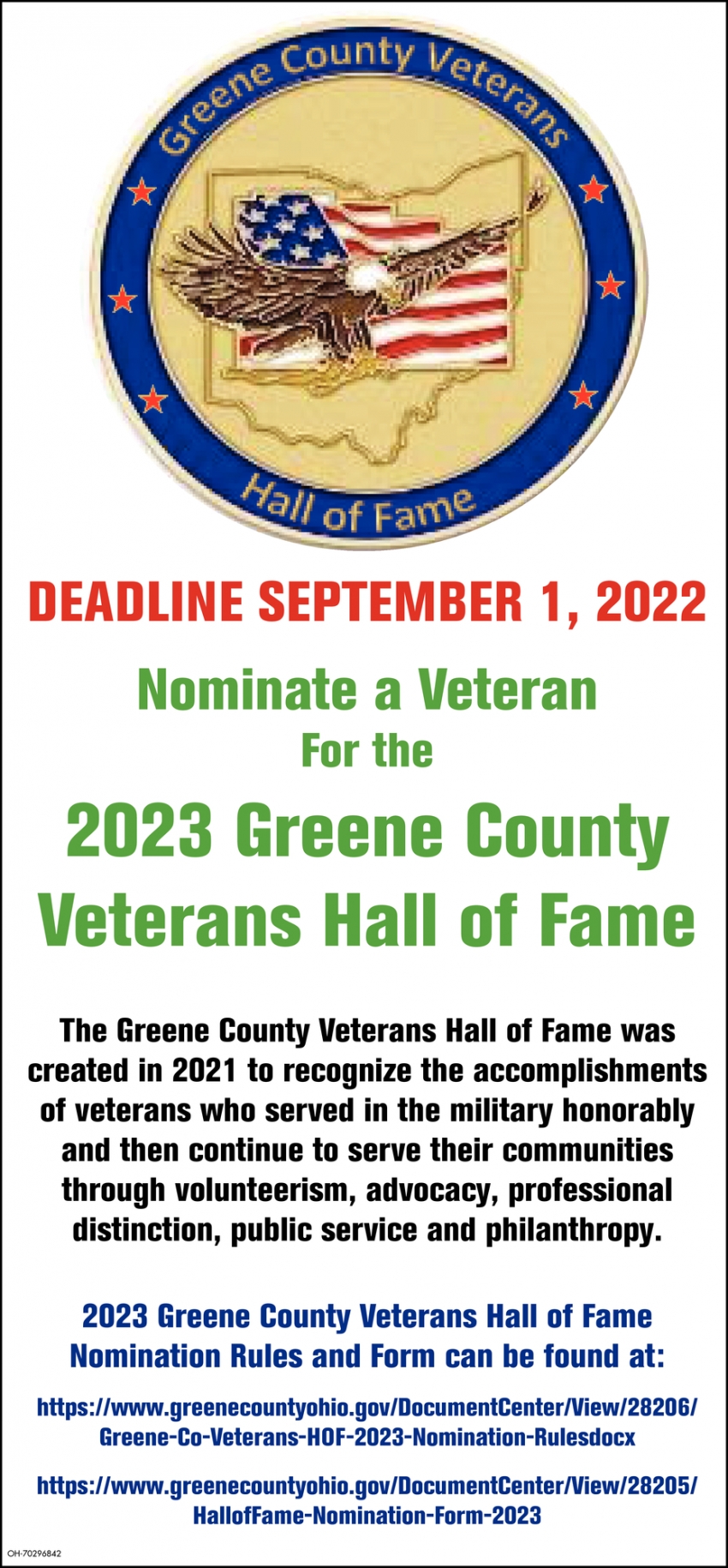 2023 Greene County Veterans Hall Of Fame