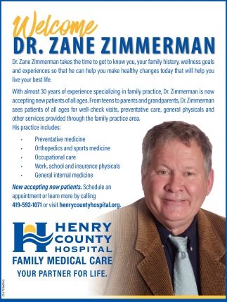 Welcome Dr. Zane Zimmerman