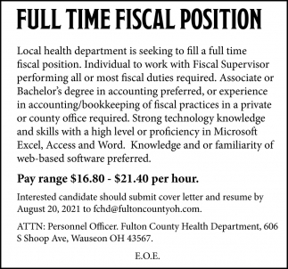 Full Time Fiscal Position