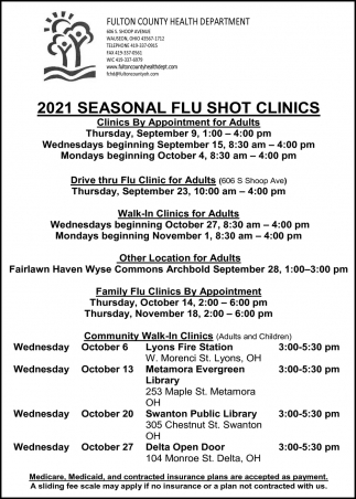 2021 Seasonal Flu Shot Clinics