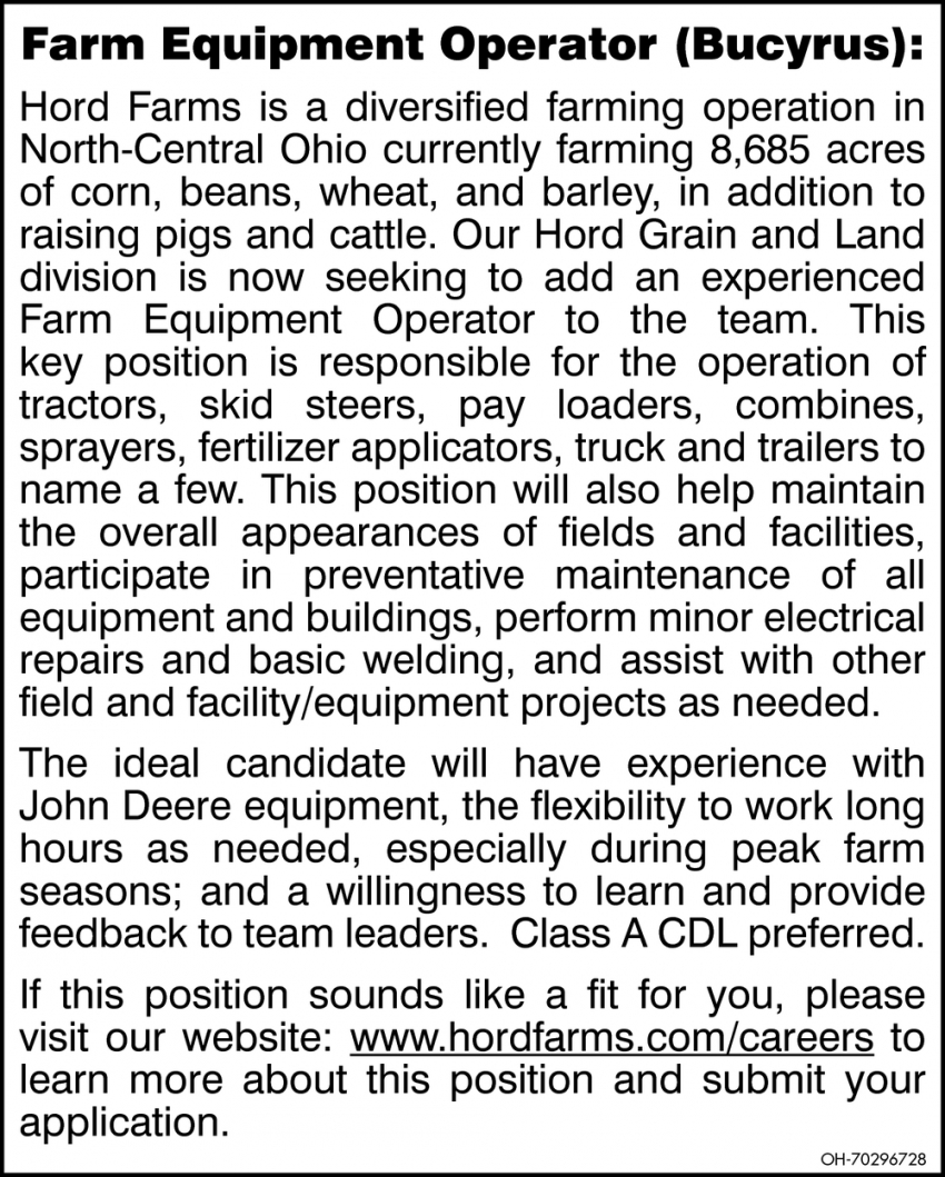 Farm Equipment Operator