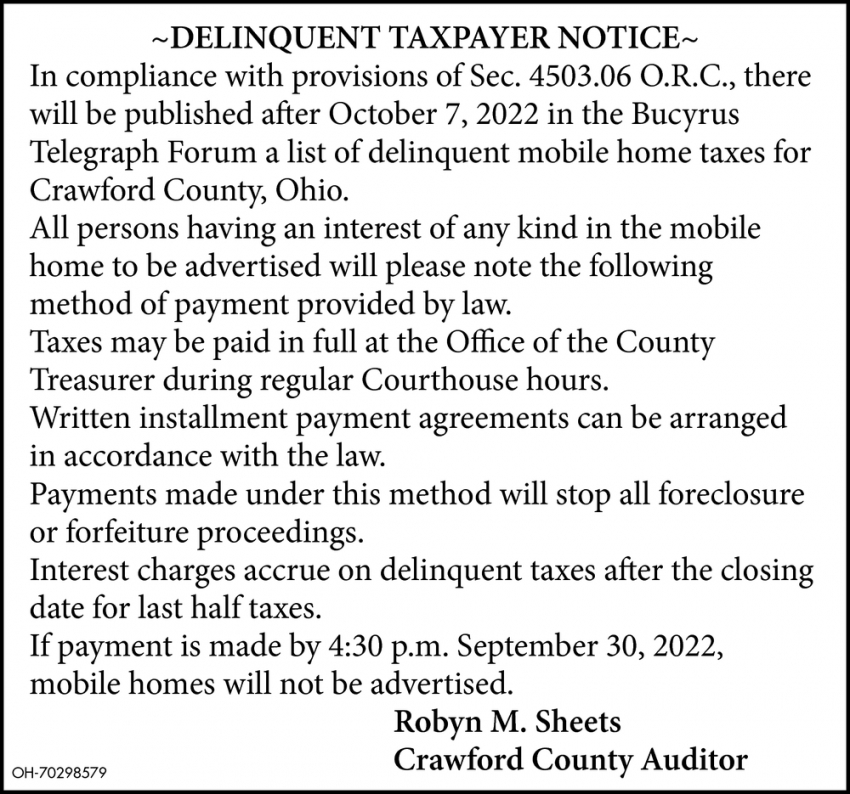 Delinquent Taxpayer Notice