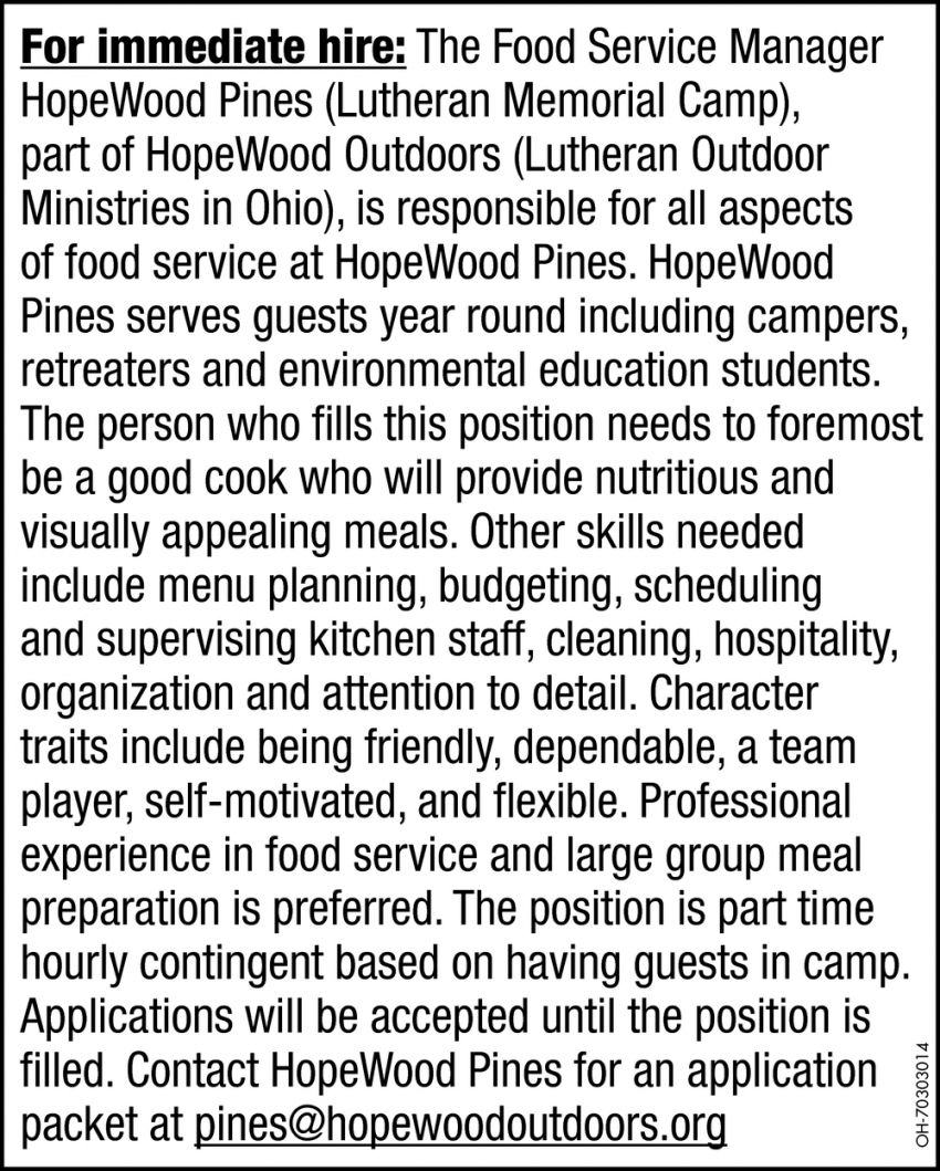 Food Service Manager