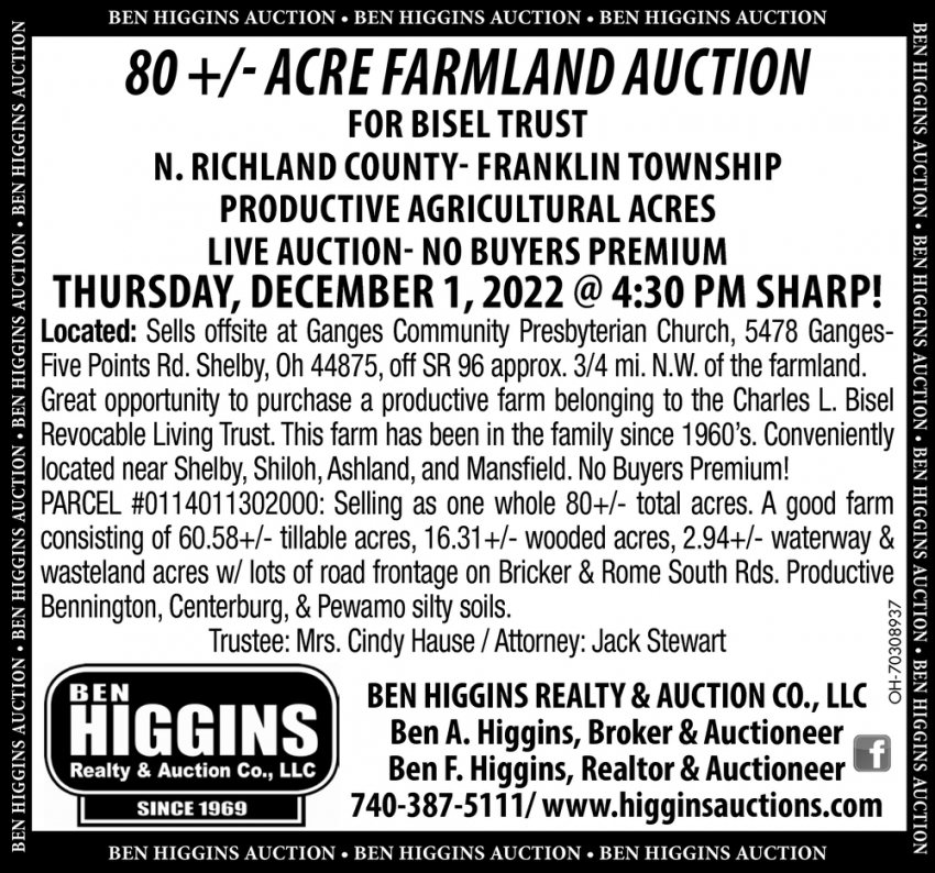 80+/- Acre Farmland Auction