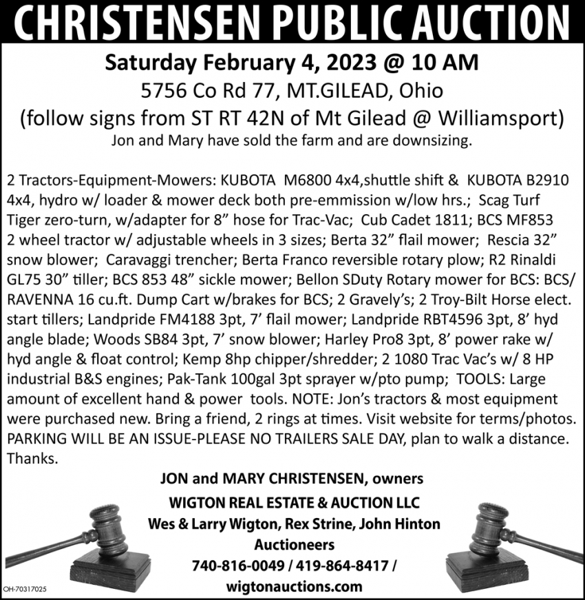 Christensen Public Auction
