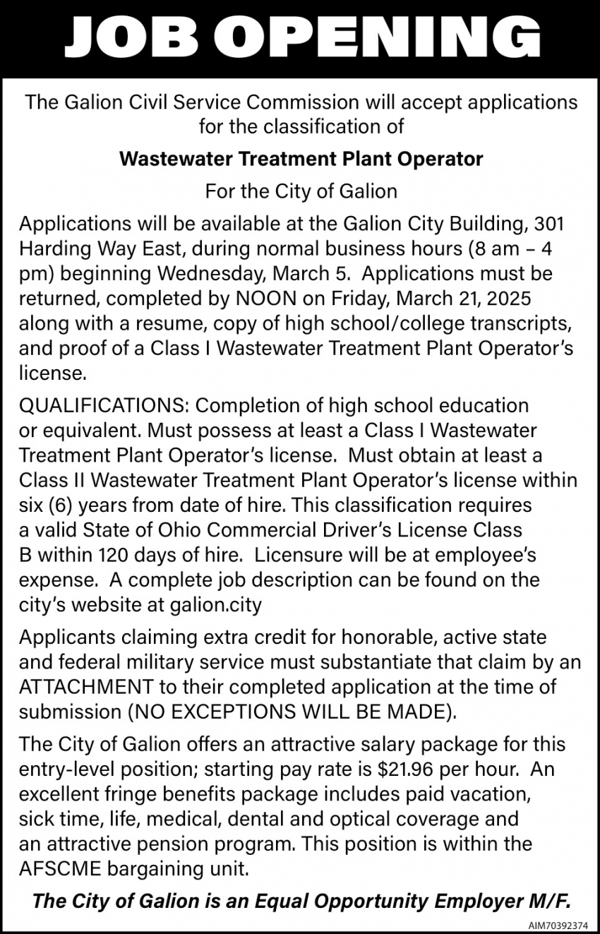 The City of Galion - Civil Service Commission