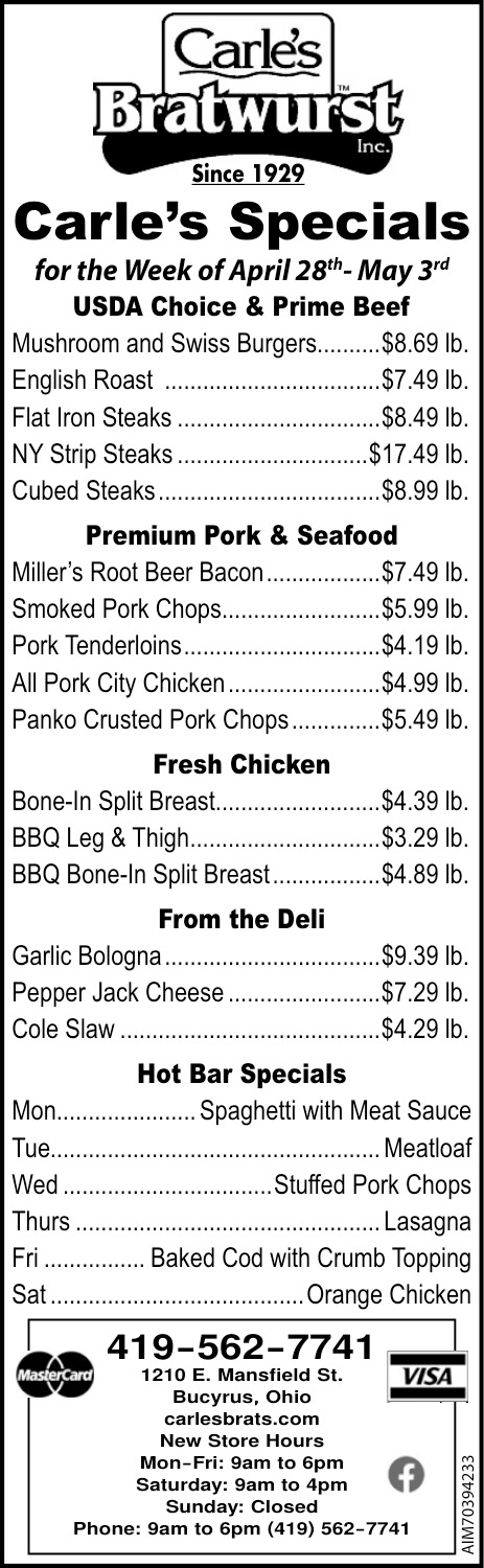 Carle's Bratwurst Inc