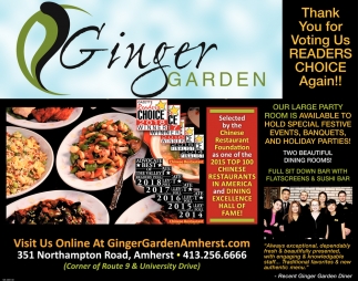 20 Off All Ginger Garden Amherst Ma
