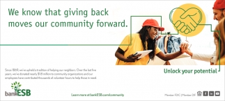 We Know That Giving Back Moves Our Community Forward