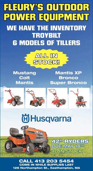 We Have The Inventory Troybilt 6 Models of Tillers