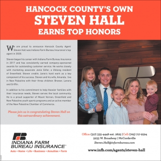 Hancock County's Own Steven Hall Earns Top Honors, Indiana Farm Bureau