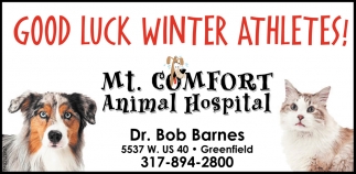 Good Luck Winter Athletes!, Mt. Comfort Animal Hospital , Greenfield, IN