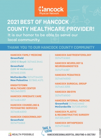 2021 Best Of Hancock County Healthcare Provider!