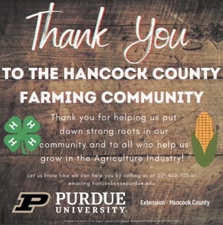 Thank You to the Hancock County Farming Community