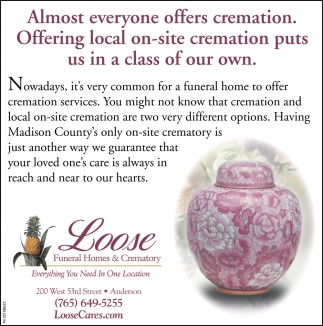Almost Everyone Offers Cremation. Offering Local On-Site Cremation Puts Us In A Class Of Our Own