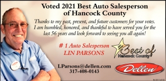 Voted 2021 Best Auto Salesperson Of Hancock County