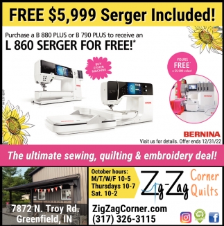 Free $5,999 Serger Included!