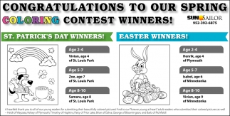 congratulations to our spring coloring contest winners sun