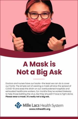 A Mask Is Not A Big Ask Mille Lacs Health System Milaca Mn