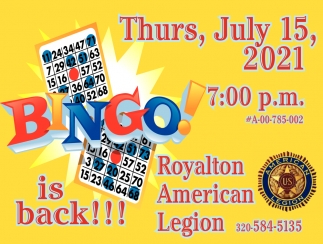 Bingo is Back, Royalyon American Legion