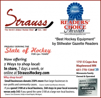 Best Hockey Equipment, Strauss Skates, Saint Paul, MN